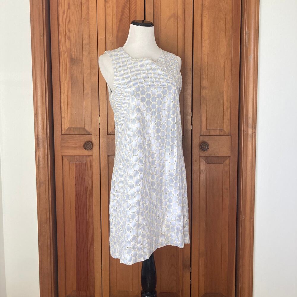 J. Crew Striped Embroidered Shift Dress, Size 2
